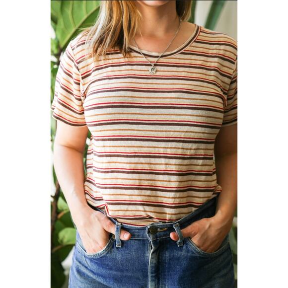 Jungmaven Striped Alta T-Shirt Hemp Cotton Tee Medium Retro Basic Sustainable - Picture 1 of 7